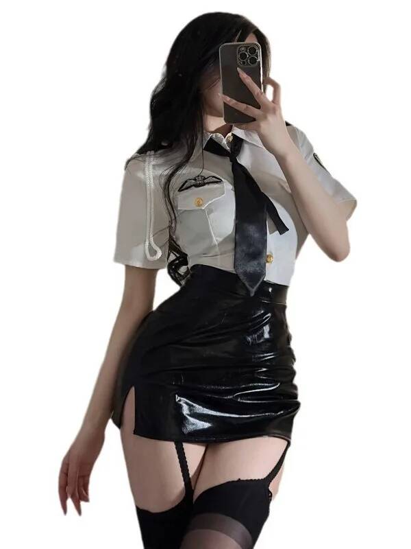 Summer Clothing Capsule - Sexy Stewardess Kleding Turn-Down Kraag Korte