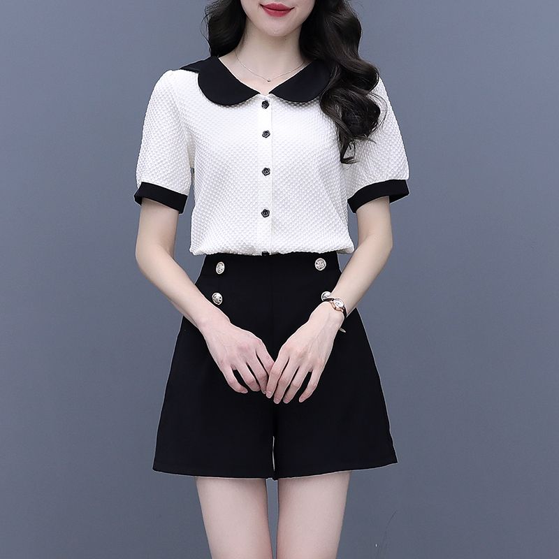 Summer Clothing Trends 2025 Women'S - Contrasterende kleur knop korte sets voor