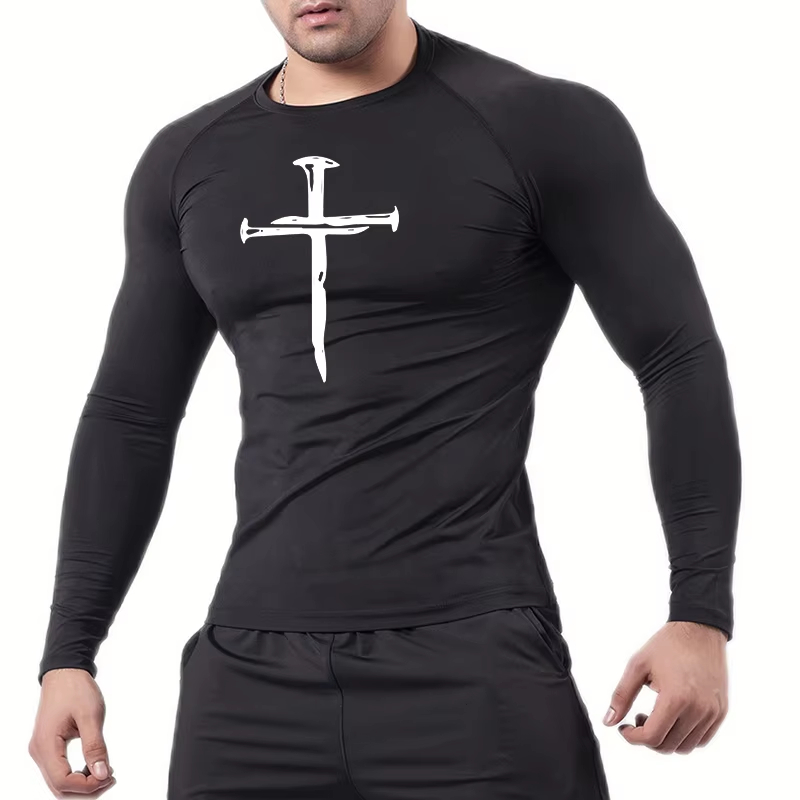 Rash Guard Long Sleeve - Christian Workout Compressieshirts met Grafische Print,