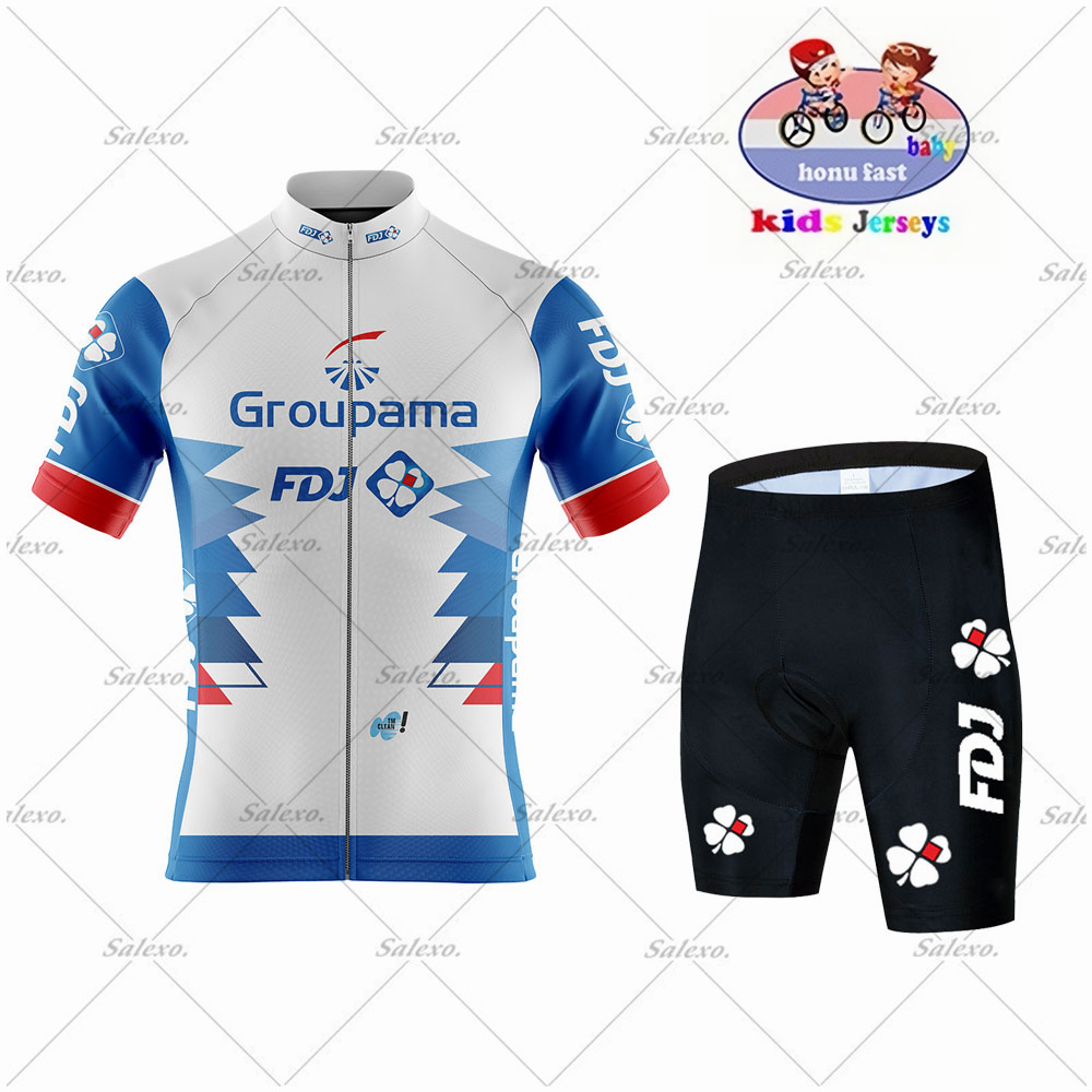 Summer Clothing Kids Sale - Kinderen FDJ Wielertrui Set JONGEN EN