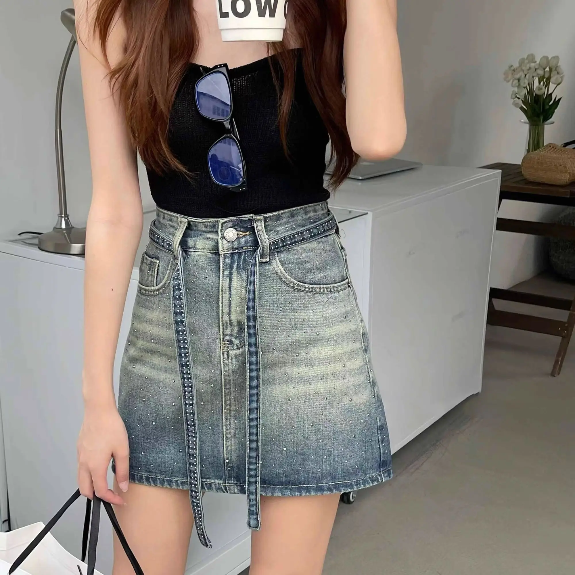 Summer Clothing Trends 2025 Women'S - Jeansrokken voor dames Gradiënt Hoge taille
