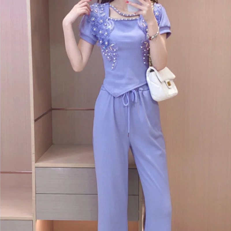 Summer Clothing Trends 2025 Women'S - Damesbroek met wijde pijpen Paarse damesbroek