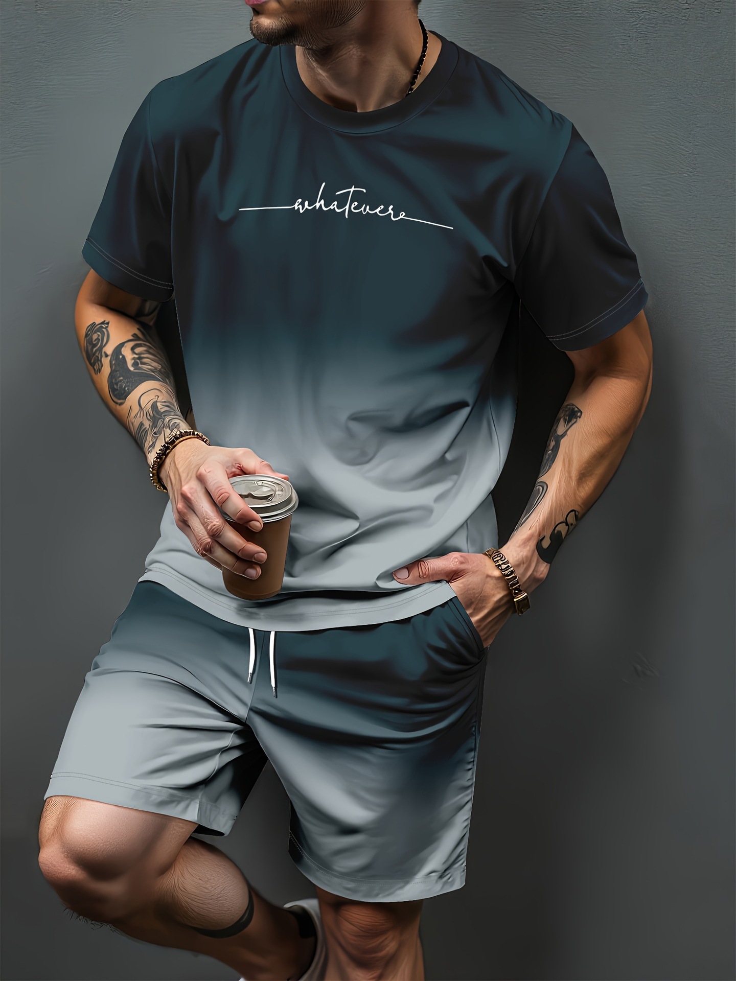 Gradiënt Letter Patroon 3D Pri - Summer Clothing Sets Women recensie en prijs
