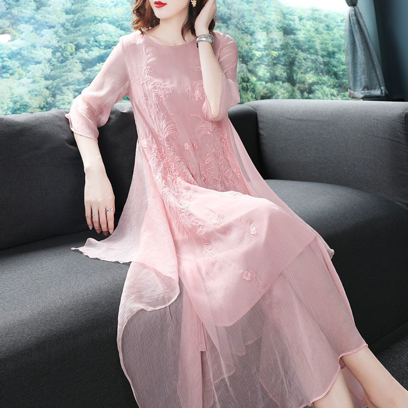 Elegante O-hals gesplitste gaa - Summer Gauze Clothing recensie en prijs